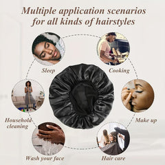 2pcs Silky Satin Hair Bonnet For Sleeping with Wide Elastic Band