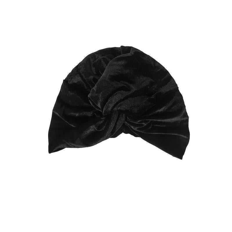 Velvet Turban Hat Wrap Cover Pre Tied Knot Bonnet Head Wraps For Women