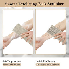 Exfoliating Back Scrubber & Sponge Pad Set for Shower Bath