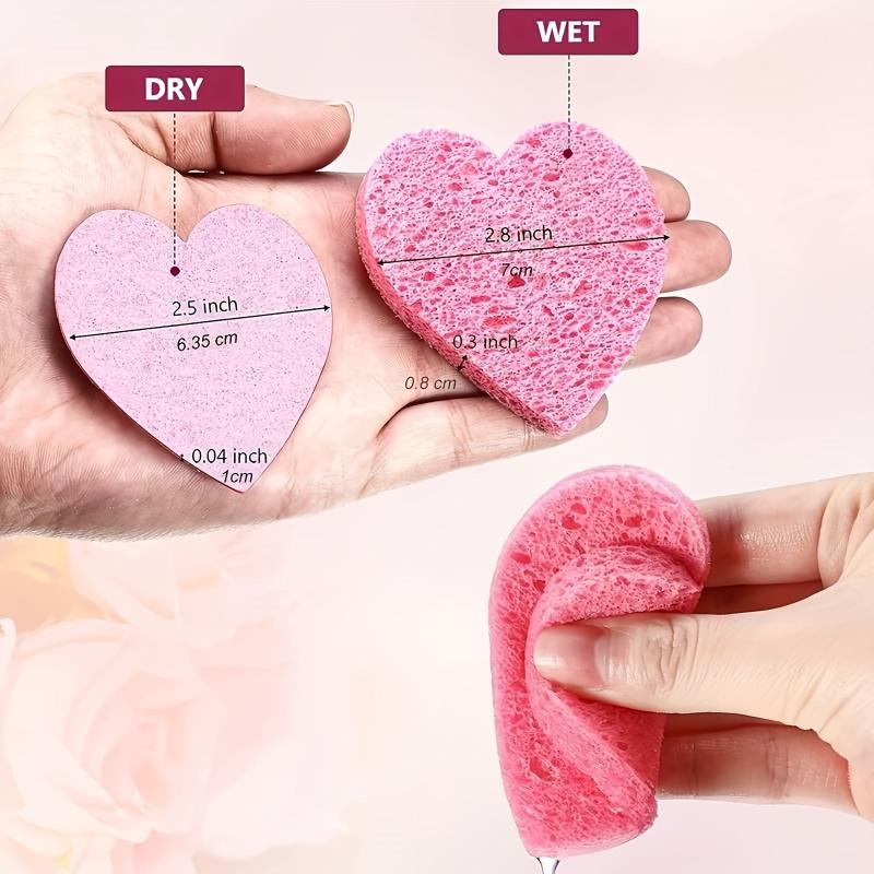 20pcs Heart Shape Compressed Face Sponges for Washing Spa Cleansing Exfoliating