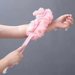 Long Handled Bath Brush Soft Mesh Sponge Exfoliating Body Scrub