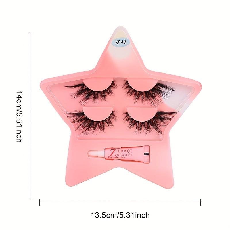 2 Pairs Fox False Eyelashes with Glue, Star Holder