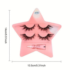 2 Pairs Fox False Eyelashes with Glue, Star Holder