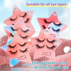 2 Pairs Fox False Eyelashes with Glue, Star Holder