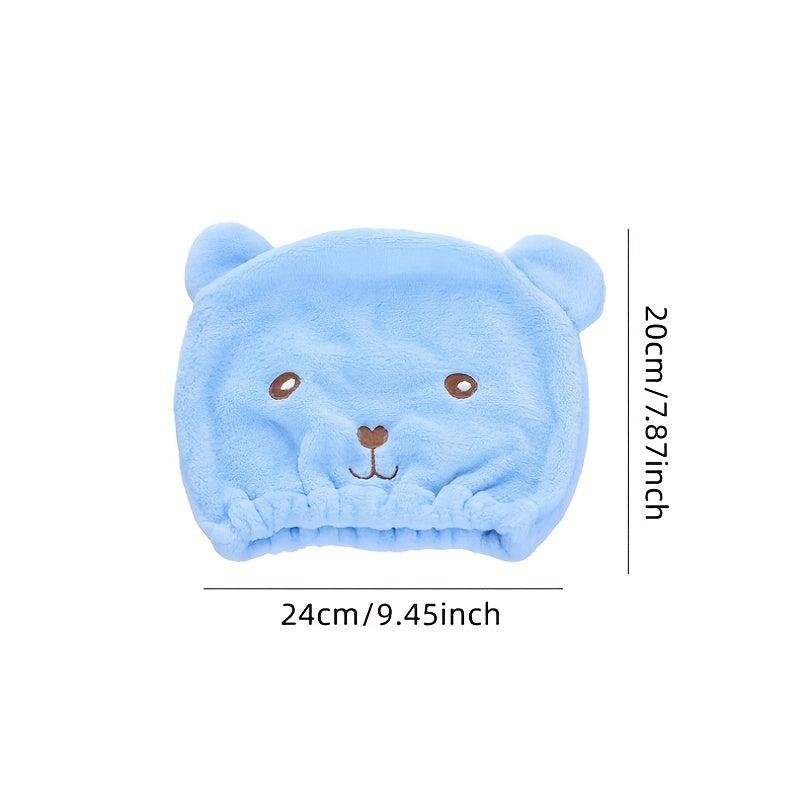 Cartoon Bear Hair Dryer Cap Coral Velvet Hair Quick Drying Wrap Headband