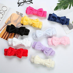 3pcs Bowknot Plush Headband Wash Face Spa Coral Fleece Head Hoop