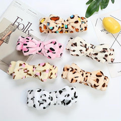 3pcs Bowknot Plush Headband Wash Face Spa Coral Fleece Head Hoop