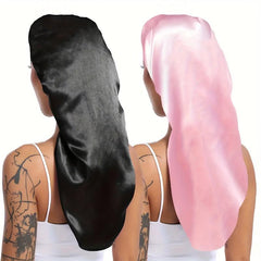 2pcs Long Satin Bonnet Silk Bonnet Hair Bonnet For Sleeping