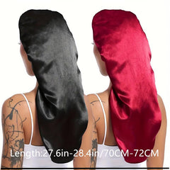 2pcs Long Satin Bonnet Silk Bonnet Hair Bonnet For Sleeping