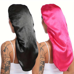 2pcs Long Satin Bonnet Silk Bonnet Hair Bonnet For Sleeping