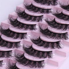 10 Pairs Natural Look False Eyelashes Faux Mink Curling Lashes