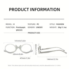 2 In 1 Reading Glasses Cosmetic Magnifier Double Lens Reversible Glasses