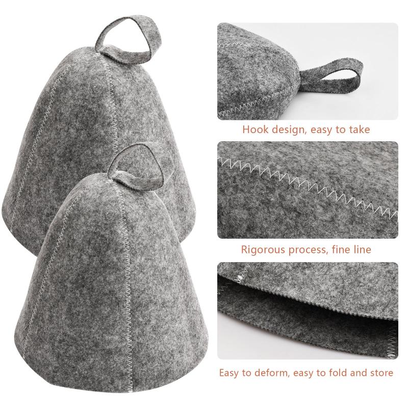 2pcs Felt Sauna Cap Anti Heat Hat for Men and Women