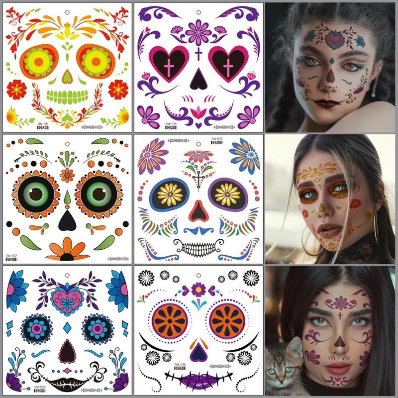 Day of the Dead La Catrina Face Tattoos
