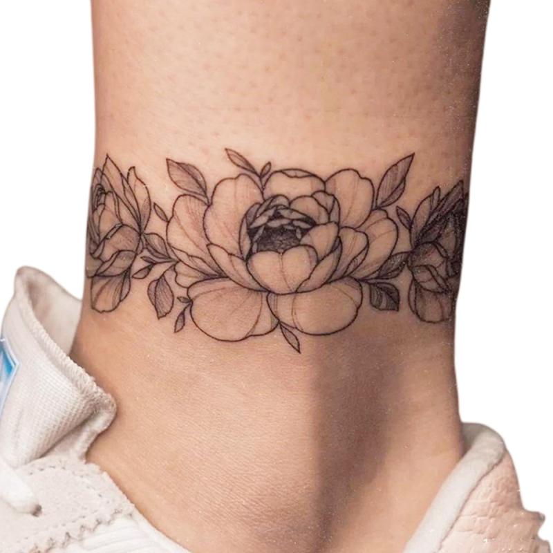 Realistic Wreath Tattoo Sticker - Waterproof Temporary Tattoo for Wrist and Neck