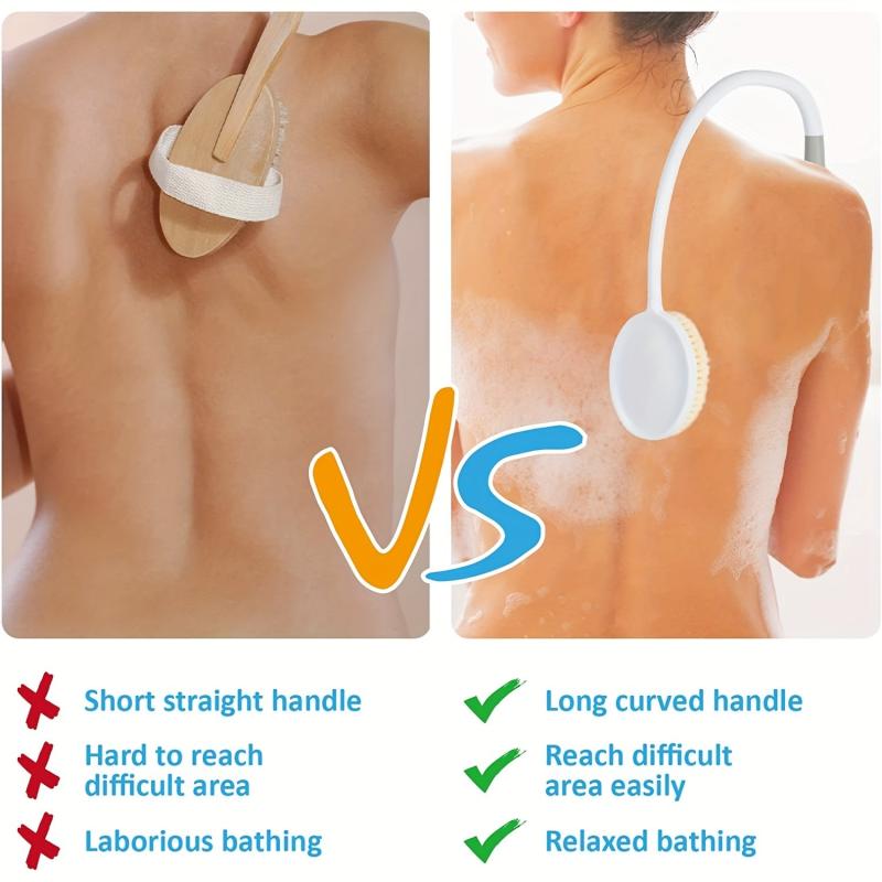 Long Handle Curved Bath Brush for Body Cleaning
