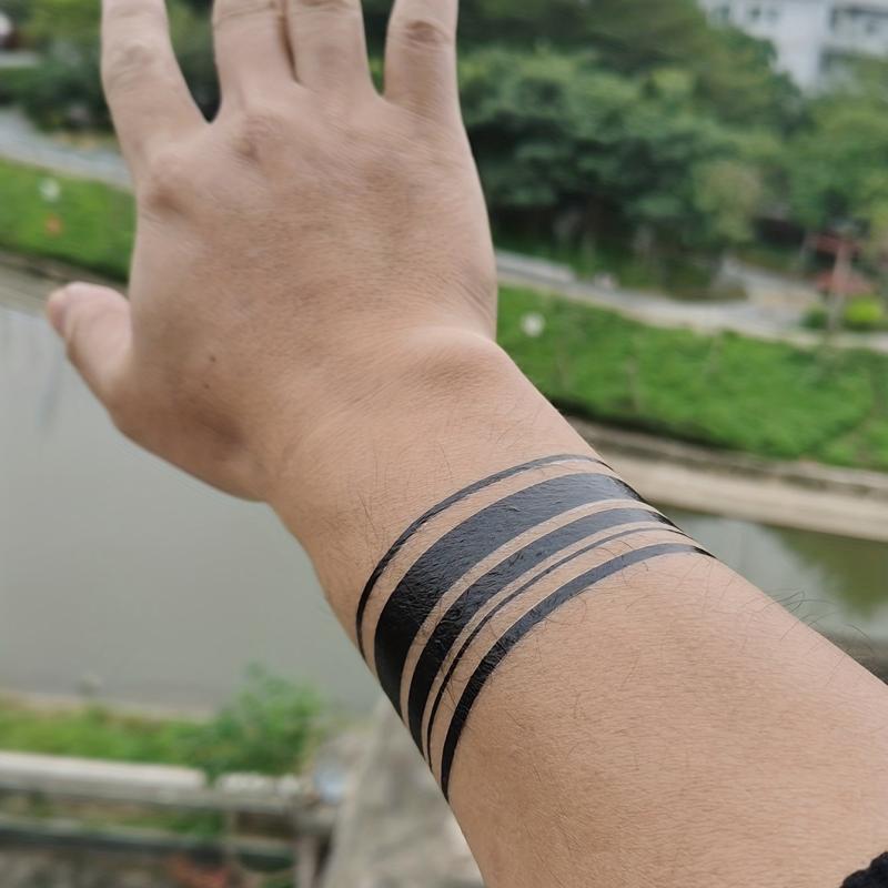 Geometric Line Stripe Tattoo Sticker Sweatproof Long Lasting