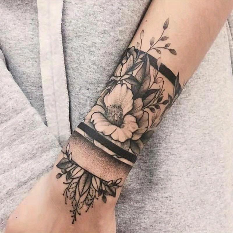 Dark Flower Temporary Tattoo Sticker Waterproof Long Lasting