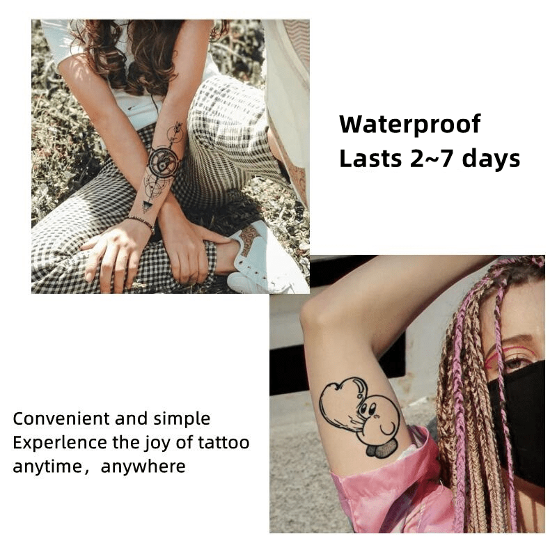 Waterproof Fox and Flowers Anime Tattoo Sticker - Long Lasting Temporary Art