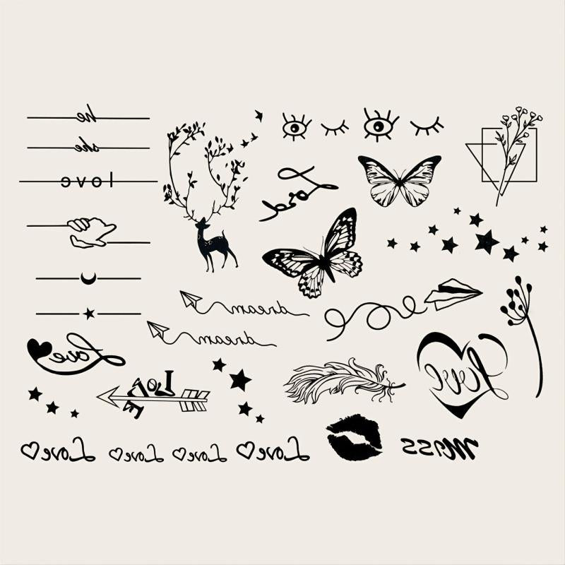 Small Pattern Tattoo Stickers for Body Parts, Long Lasting, Waterproof