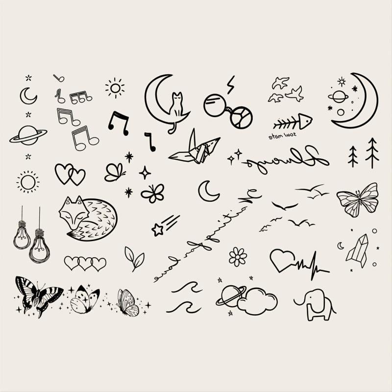 Small Pattern Tattoo Stickers for Body Parts, Long Lasting, Waterproof