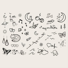 Small Pattern Tattoo Stickers for Body Parts, Long Lasting, Waterproof