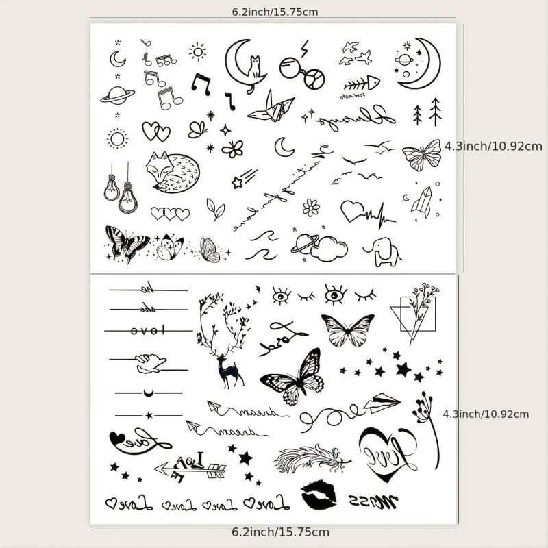 Small Pattern Tattoo Stickers for Body Parts, Long Lasting, Waterproof