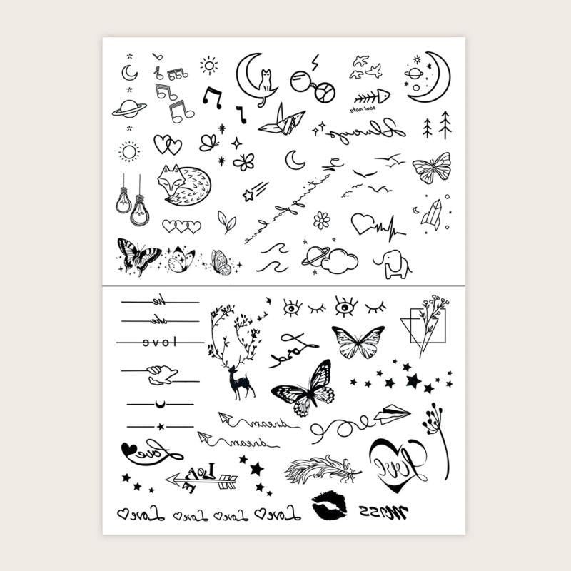 Small Pattern Tattoo Stickers for Body Parts, Long Lasting, Waterproof