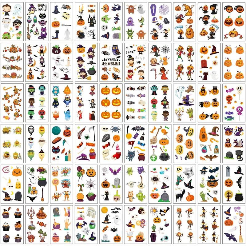 60 Sheets Halloween Makeup Temporary Tattoo Stickers Waterproof