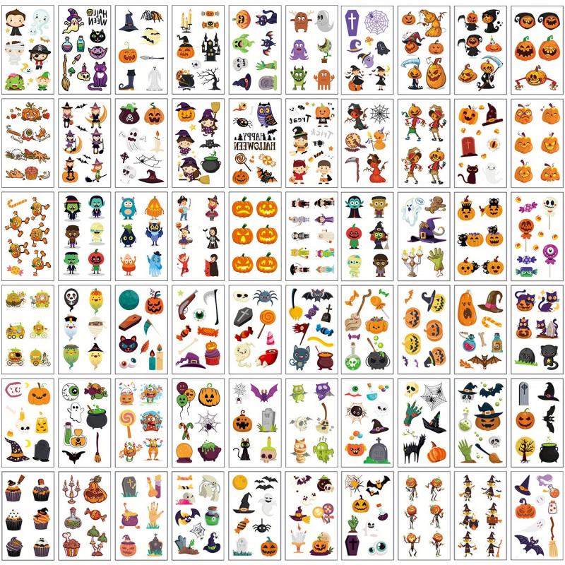 60 Sheets Halloween Makeup Temporary Tattoo Stickers Waterproof