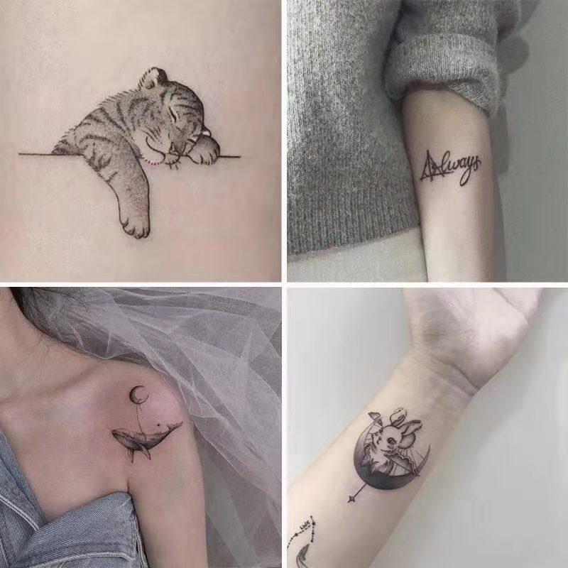 Waterproof Tiger Rabbit Whale Tattoo Stickers Easy to Apply Long Lasting