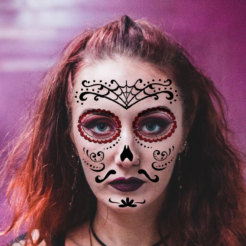 8 Pcs Waterproof Face Tattoo Stickers Halloween Makeup Prank Tattoos