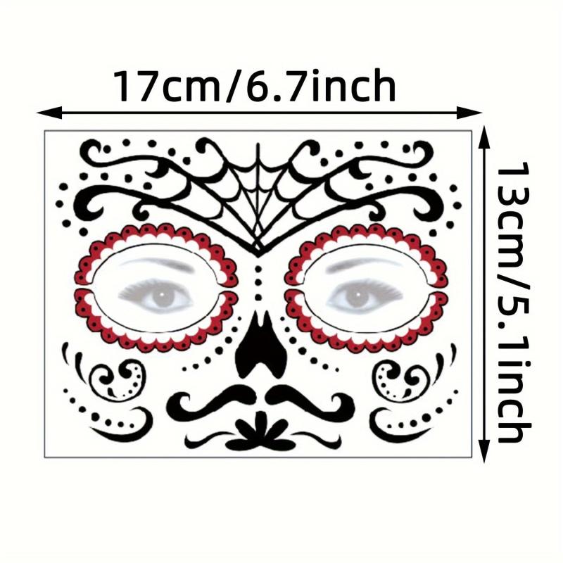 8 Pcs Waterproof Face Tattoo Stickers Halloween Makeup Prank Tattoos