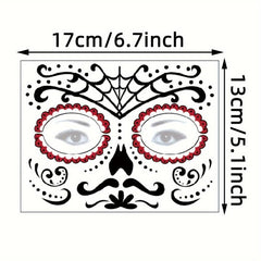 8 Pcs Waterproof Face Tattoo Stickers Halloween Makeup Prank Tattoos