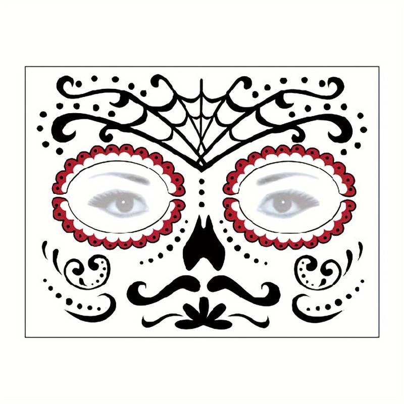 8 Pcs Waterproof Face Tattoo Stickers Halloween Makeup Prank Tattoos