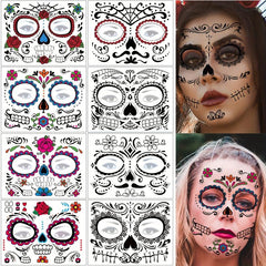 8 Pcs Waterproof Face Tattoo Stickers Halloween Makeup Prank Tattoos