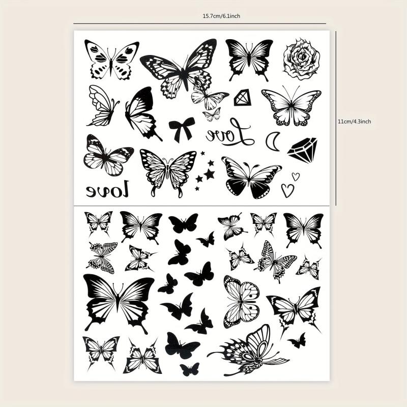 Butterfly Pattern Tattoo Stickers for Small Spaces