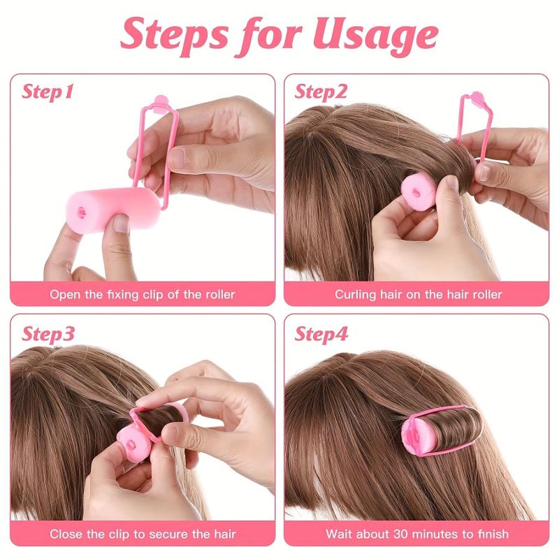 Foam Hair Roller Curlers for Hairdressing Styling Pink