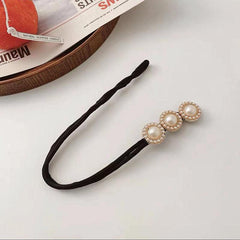 Rhinestone Hair Bun Maker with Pearls and Flowers