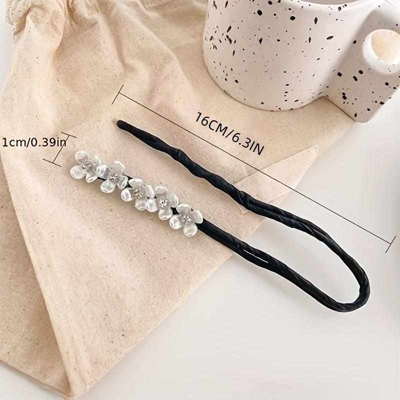 Rhinestone Hair Bun Maker with Pearls and Flowers