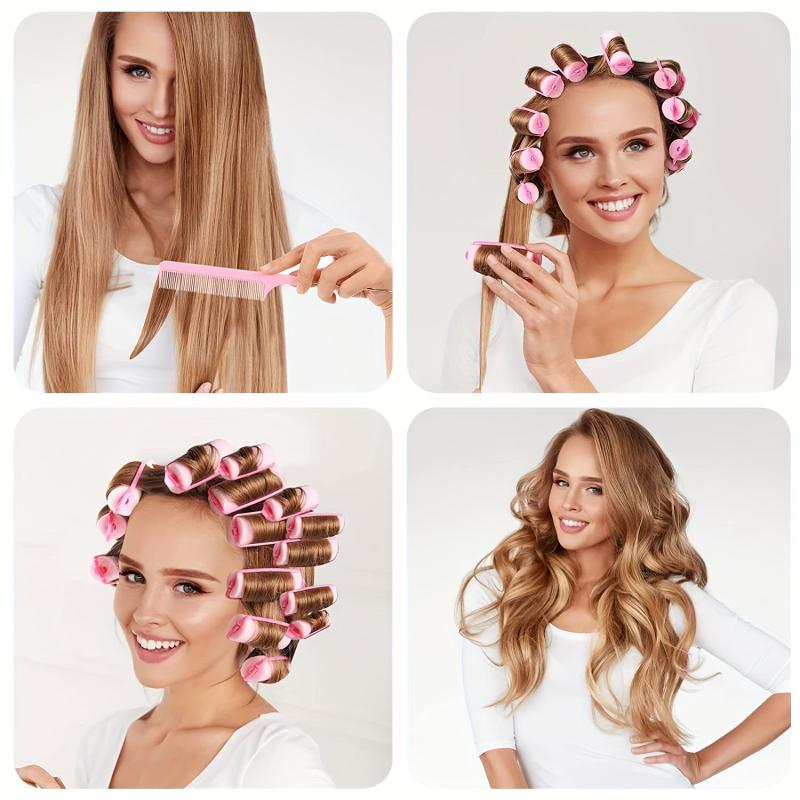 14pcs Pink Sponge Curlers for Comfortable Hair Curling and Styling