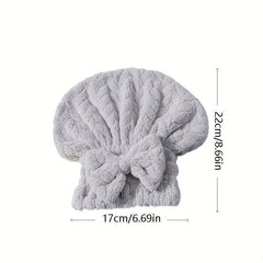 Coral Fleece Bowknot Hair Dryer Cap Water Absorbent Quick Dry Hair Towel