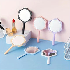 2pcs Cartoon Print Hand Mirror Floral Makeup Vanity Mirror for Girls Women Gift