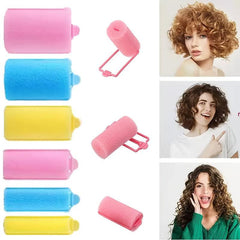 Pink Foam Self Grip Hair Curlers Flexible DIY Hair Styling Tools