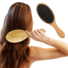 Natural Boar Bristle Hair Brush Scalp Massage Comb Anti static Paddle Hair Brush