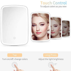 LED Makeup Mirror Folding Lighted Vanity Mirror 3 Lighting Modes Cosmetic Travel