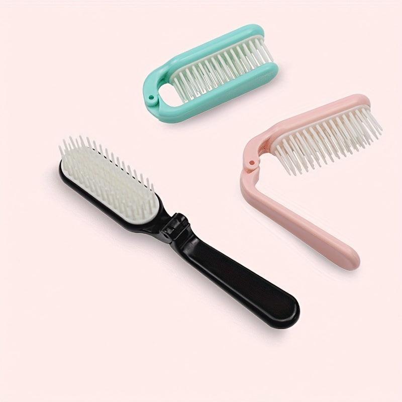 Foldable Hair Comb Travel Curling Straight Brush Anti Static Head Massager