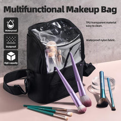 Makeup Brush Case Cosmetic Bag Organizer With Dividers and Shoulder Strap