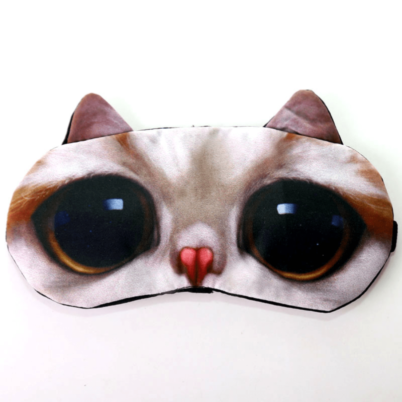 Cat Print Eye Mask 3D Eye Shade for Sleeping, Car Travel, Office, Plane