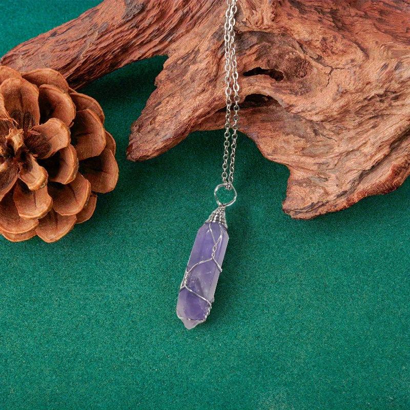 Amethysts Necklace Tree Of Life Hexagon Heart Pendant